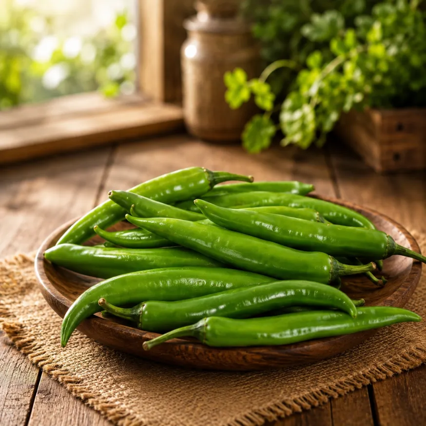 258 Fresh Green Chili Peppers - Image 1